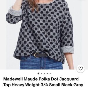 Madewell Black and Gray Polka Dot Top preowned in good condition